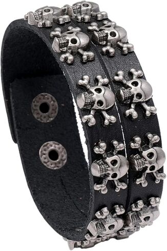 Mgutillart الشرير المعادن الجمجمة سوار واسعة الجلود معصمه سوار الكفة in Kuwait