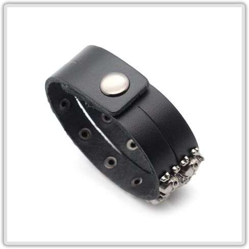 Mgutillart الشرير المعادن الجمجمة سوار واسعة الجلود معصمه سوار الكفة in Kuwait