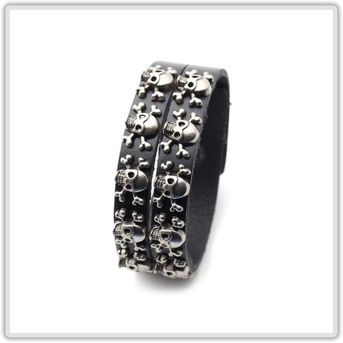 Mgutillart الشرير المعادن الجمجمة سوار واسعة الجلود معصمه سوار الكفة in Kuwait