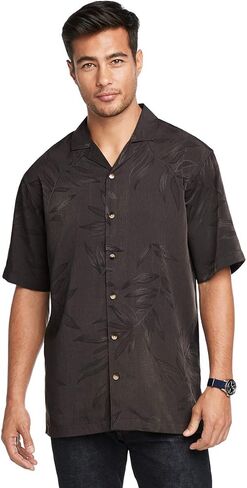 Van Heusen Men's Air Tropical Short Sleeve Button Down Poly Rayon Shirt in Saudi Arabia