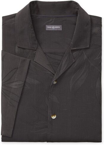 Van Heusen Men's Air Tropical Short Sleeve Button Down Poly Rayon Shirt in Saudi Arabia