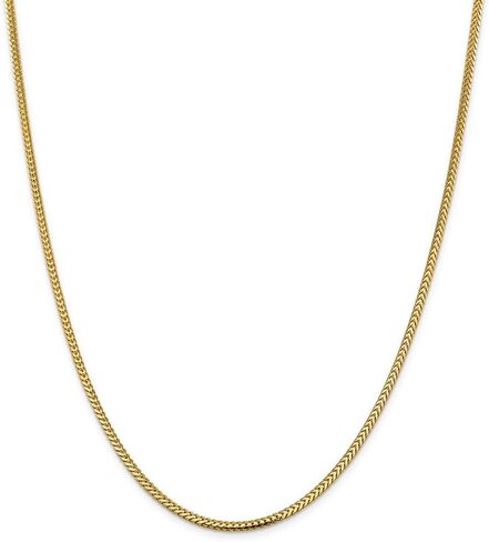 Solid 14k Yellow Gold 2.3mm Franco Chain Necklace - with Secure Lobster Lock Clasp in Kuwait