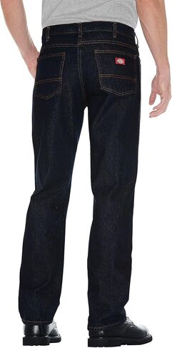 بنطلون جينز رجالي من Dickies مناسب للارتداء في الأعمال المهنية C993RBK مقاس 36x32 من قطن الدنيم مقاس عادي مع ساق مستقيمة، مقاس الخصر 91.44 سم، درزة داخلية 81.28 سم، أسود in Saudi Arabia