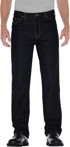 بنطلون جينز رجالي من Dickies مناسب للارتداء في الأعمال المهنية C993RBK مقاس 36x32 من قطن الدنيم مقاس عادي مع ساق مستقيمة، مقاس الخصر 91.44 سم، درزة داخلية 81.28 سم، أسود in Saudi Arabia