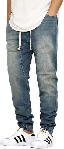URBANJ Men's Slim FIT Drop Crotch Denim Jogger Pants S-5XL in Kuwait