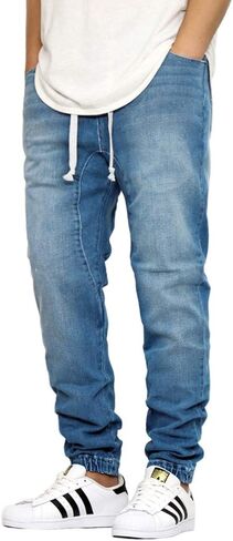 URBANJ Men's Slim FIT Drop Crotch Denim Jogger Pants S-5XL in Kuwait