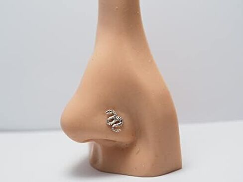 Nose Stud, Small Snake Sterling Silver Nose Stud/Nose Screw, Jewelry Nose Stud, Body Piercing Jewelry, Nose Piercing, Body Jewelry in Saudi Arabia