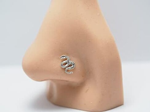 Nose Stud, Small Snake Sterling Silver Nose Stud/Nose Screw, Jewelry Nose Stud, Body Piercing Jewelry, Nose Piercing, Body Jewelry in Saudi Arabia