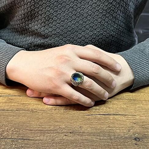 Solid 925 Sterling Silver Tourmaline Stone Turkish Men's Ring with Green Stones in Kuwait