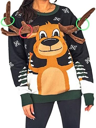 Reindeer Ring Toss 3D Ugly Christmas Sweater in Saudi Arabia