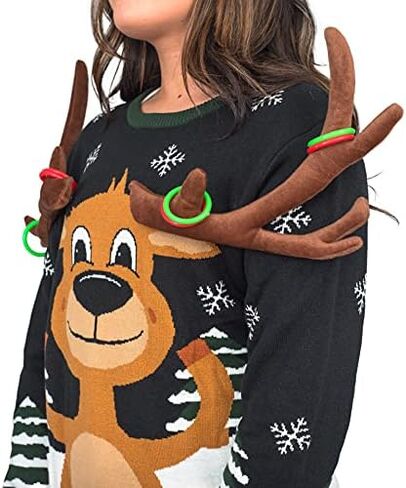 Reindeer Ring Toss 3D Ugly Christmas Sweater in Saudi Arabia