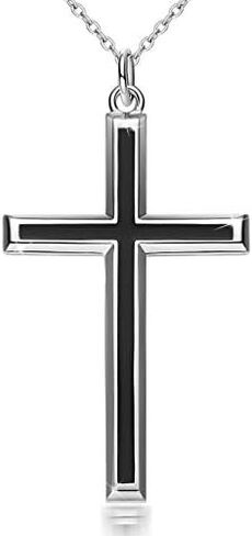 Men's S925 Sterling Silver Cross Pendant Necklace 24 Inches Silver Chain in Kuwait