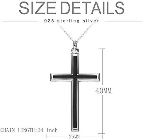 Men's S925 Sterling Silver Cross Pendant Necklace 24 Inches Silver Chain in Kuwait