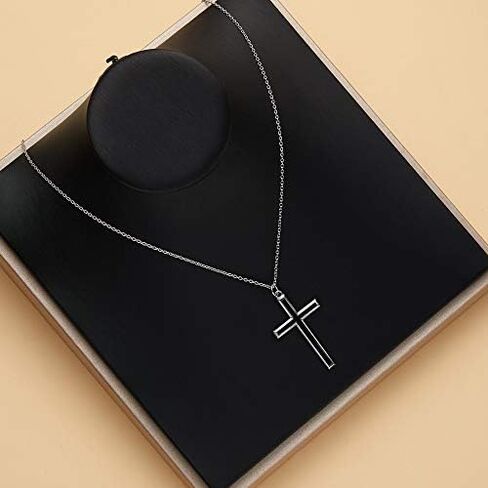 Men's S925 Sterling Silver Cross Pendant Necklace 24 Inches Silver Chain in Kuwait