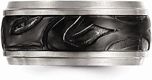 Solid Titanium Men's and Black Titanium Men's-Inlay Unique Design Wedding Band Ring in Saudi Arabia