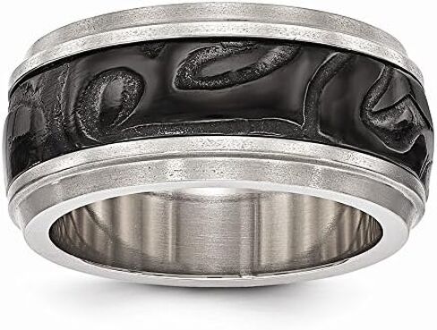 Solid Titanium Men's and Black Titanium Men's-Inlay Unique Design Wedding Band Ring in Saudi Arabia