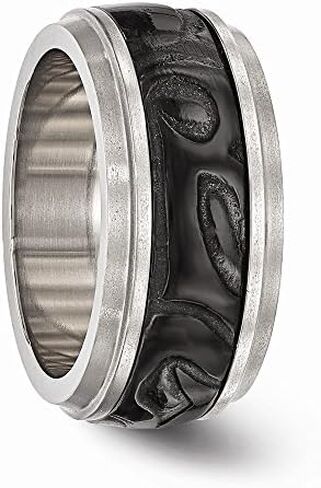 Solid Titanium Men's and Black Titanium Men's-Inlay Unique Design Wedding Band Ring in Saudi Arabia