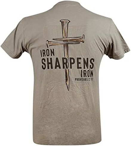 Southern Limit Iron Sharpens Stone Grey Men's Short Sleeve T-Shirt Cross Proverbs Mens Inspirational Christian in Saudi Arabia