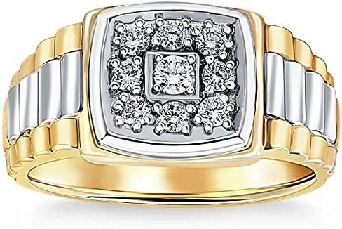 3/8ct Diamond Mens Ring 14k White & Yellow Gold Two Tone in Saudi Arabia