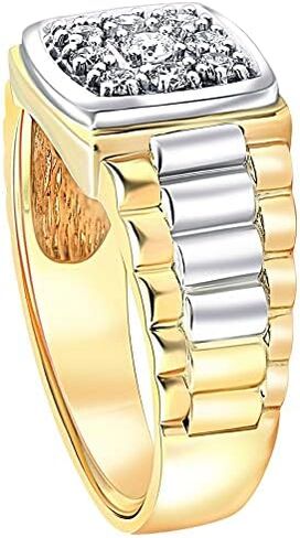 3/8ct Diamond Mens Ring 14k White & Yellow Gold Two Tone in Saudi Arabia