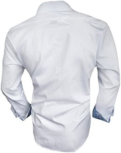 White with Blue Accent Designer Dress Shirt - Made in USA in Saudi Arabia