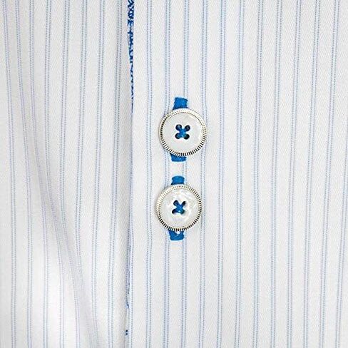 White with Blue Accent Designer Dress Shirt - Made in USA in Saudi Arabia