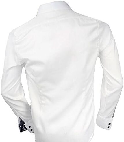 White with Black Contrast Designer Dress Shirts - Made in USA in Saudi Arabia