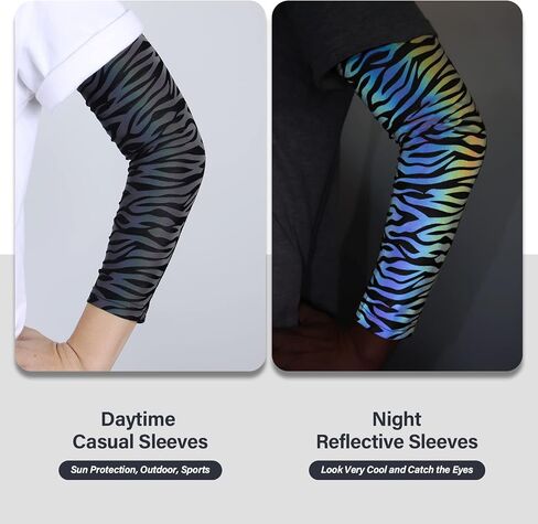Akkad Kuti Men Rainbow Reflective Sleeves Compression Arm Sleeves Holographic Glowing Night Casual Sleeves in Kuwait