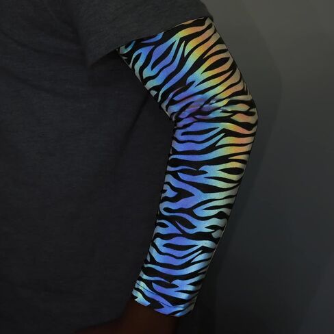 Akkad Kuti Men Rainbow Reflective Sleeves Compression Arm Sleeves Holographic Glowing Night Casual Sleeves in Kuwait