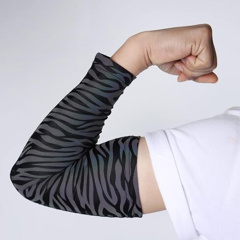 Akkad Kuti Men Rainbow Reflective Sleeves Compression Arm Sleeves Holographic Glowing Night Casual Sleeves in Kuwait