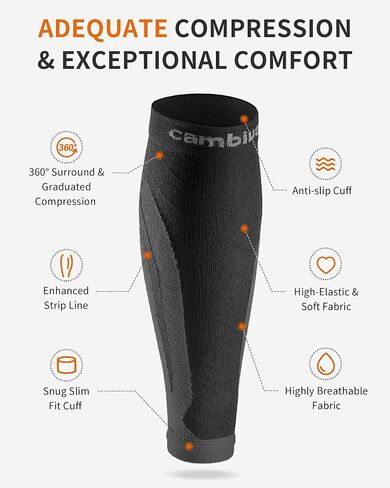 CAMBIVO 3 Pairs Calf Compression Sleeve for Women and Men,Leg Brace for Running, Cycling, Shin Splint Support for Working out(Black, Large-X-Large) in Saudi Arabia