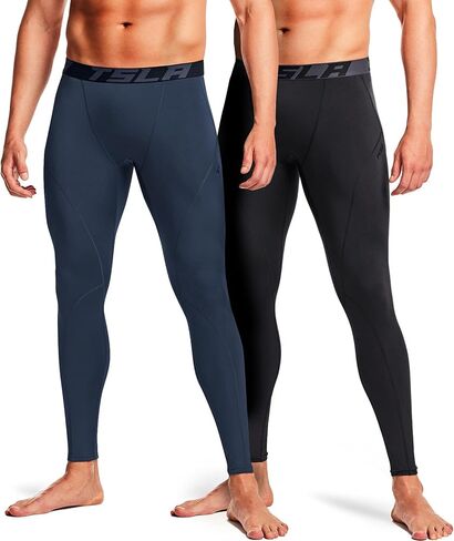 TSLA Men's Thermal Compression Pants, Athletic Sports Leggings & Running Tights, Wintergear Base Layer Bottoms in Kuwait