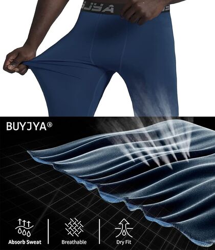 BUYJYA 3 قطع من السراويل المضغوطة للرجال، سراويل الجري الضيقة، سراويل رياضية باردة وجافة، ملابس اليوغا وصالة الألعاب الرياضية هدية in Kuwait