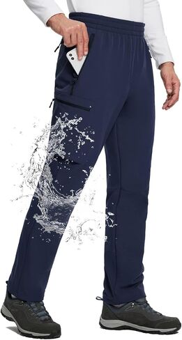 BALEAF Men's Fleece Lined Hiking Cargo Pants Waterproof Softshell Snow Ski Pants Winter Outdoor Clothing with Zipper Pockets in Saudi Arabia