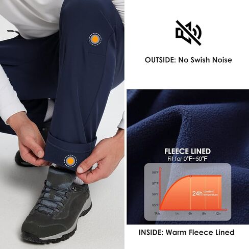 BALEAF Men's Fleece Lined Hiking Cargo Pants Waterproof Softshell Snow Ski Pants Winter Outdoor Clothing with Zipper Pockets in Saudi Arabia