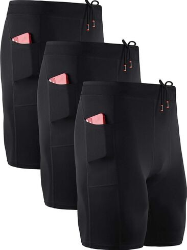 NELEUS Men's 3 Pack Compression Short with Pocket in Saudi Arabia