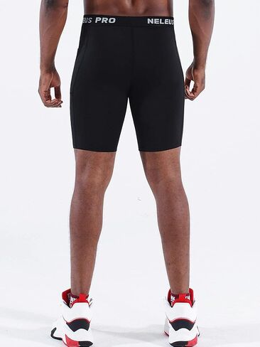NELEUS Men's 3 Pack Compression Short with Pocket in Saudi Arabia