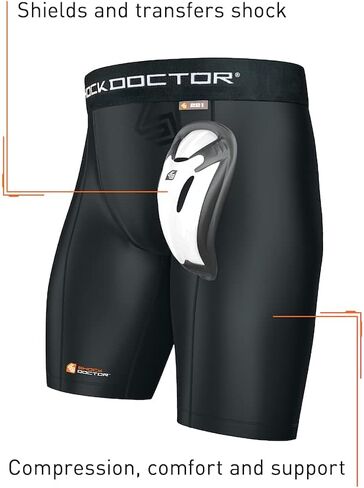 شورت ضغط للبالغين من Shock Doctor مع كوب حماية بيو فليكس، البيسبول، الهوكي، الكرة اللينة، لاكروس، كرة القدم، وكرة القدم in Saudi Arabia