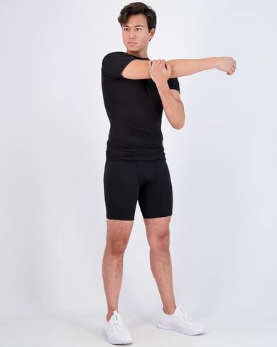 Real Essentials 4 Pack: Men's Short Sleeve Compression T-Shirt Base Layer Undershirt Athletic Top (Available in Big & Tall) in Kuwait