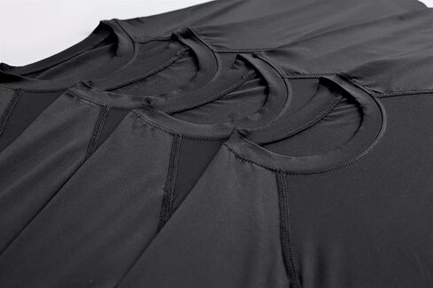 Real Essentials 4 Pack: Men's Short Sleeve Compression T-Shirt Base Layer Undershirt Athletic Top (Available in Big & Tall) in Kuwait