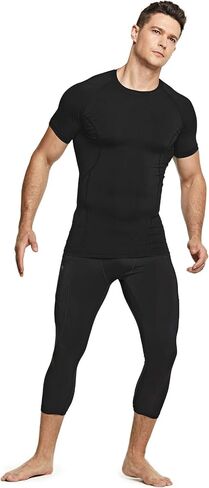 TSLA 1 أو 3 قطع قمصان ضغط للرجال بعامل حماية من الأشعة فوق البنفسجية 50+ سريعة الجفاف وأكمام قصيرة، قميص رياضي للتمرين، واقي من الطفح الجلدي للرياضات المائية in Kuwait