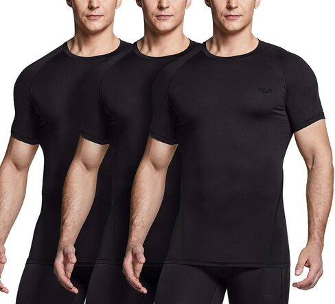 TSLA 1 or 3 Pack Men's UPF 50+ Quick Dry Short Sleeve Compression Shirts, Athletic Workout Shirt, Water Sports Rash Guard in Kuwait