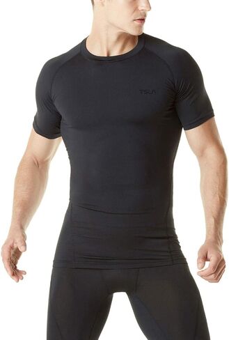 TSLA 1 or 3 Pack Men's UPF 50+ Quick Dry Short Sleeve Compression Shirts, Athletic Workout Shirt, Water Sports Rash Guard in Kuwait