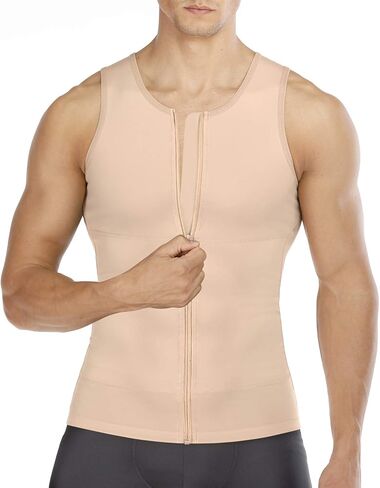 Wonderience Compression Shirts for Men Undershirts Slimming Body Shaper Waist Trainer Tank Top Vest with Zipper in Saudi Arabia
