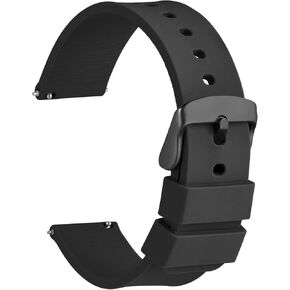WOCCI 16mm Silicone Watch Band, Quick Release Rubber Replacement Strap with Black Stainless Steel Buckle (Black) in Saudi Arabia