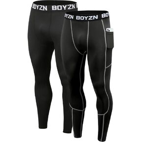 بنطال Boyzn الرجالي المكون من قطعتين من السراويل الرياضية المضغوطة، سريع الجفاف، طبقة أساسية نشطة، لباس ضيق للتمرين والجري مع جيوب in Kuwait