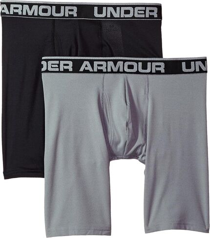 ملابس داخلية قصيرة للرجال من Under Armour مصنوعة من نسيج شبكي طويل الساق، درزة داخلية 9 بوصات، راحة طوال اليوم وفائقة النعومة، عبوة من 3 قطع in Kuwait