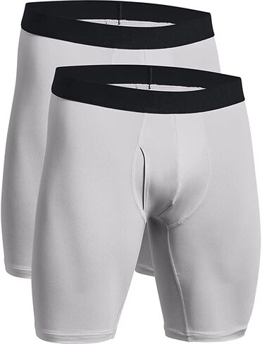 ملابس داخلية قصيرة للرجال من Under Armour مصنوعة من نسيج شبكي طويل الساق، درزة داخلية 9 بوصات، راحة طوال اليوم وفائقة النعومة، عبوة من 3 قطع in Kuwait