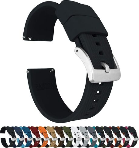 BARTON Elite Silicone Watch Bands - Quick Release - Choose Strap Color & Buckle Color (Stainless Steel, Black PVD or Gunmetal Grey) - 18mm, 20mm, 22mm & 24mm Watch Straps in Saudi Arabia