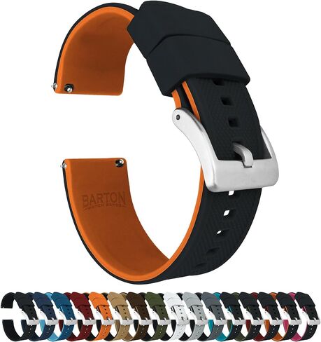BARTON Elite Silicone Watch Bands - Quick Release - Choose Strap Color & Buckle Color (Stainless Steel, Black PVD or Gunmetal Grey) - 18mm, 20mm, 22mm & 24mm Watch Straps in Saudi Arabia